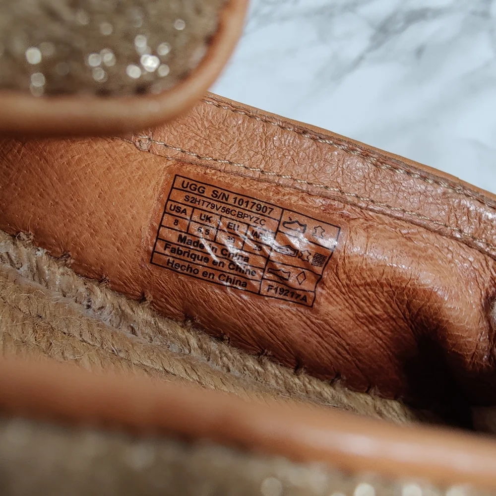 Ugg Sandrinne II Gold Espadrilles Size 8